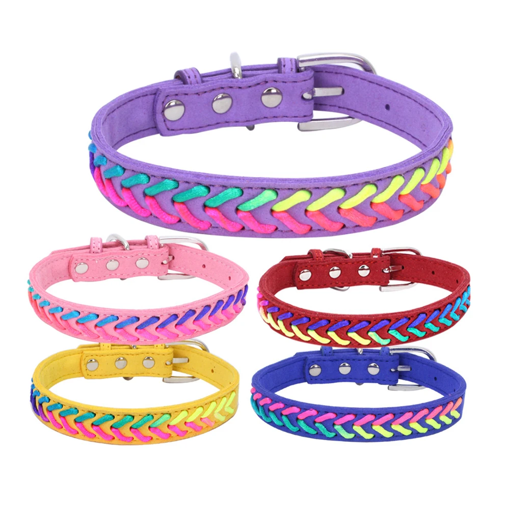 Изысканные регулируемые красочные веревки вязаные ошейники для собак щенков