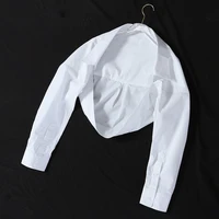 irregular short blouse lapel long sleeve minimalist female summer fashion new style casual white women shirt