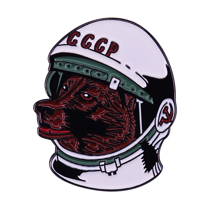Astronaut Laika Dog CCCP Pin Soviet Union The First Space Traveler Badge Funny Cool Gift | Brooches