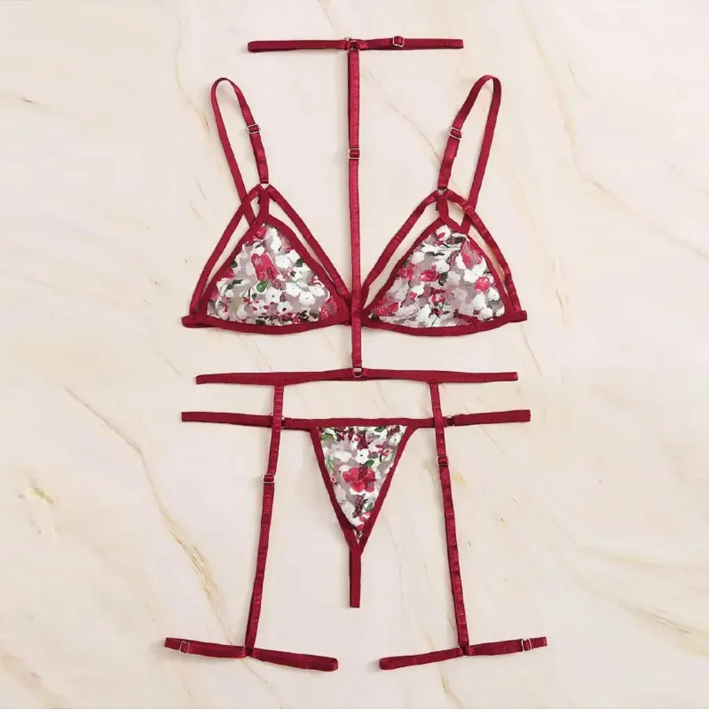 Комплект женского кружевного нижнего белья с цветочной вышивкой 2019 женское