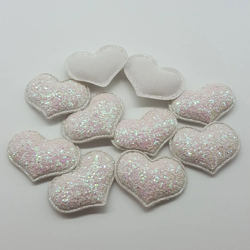 white hearts 50 шт конфеты крафт патчи милые звезды сердца бабочка для волос с блеском Аксессуары наклеить на патчи для одежды наборы сделай сам DIY - Цвет: white hearts