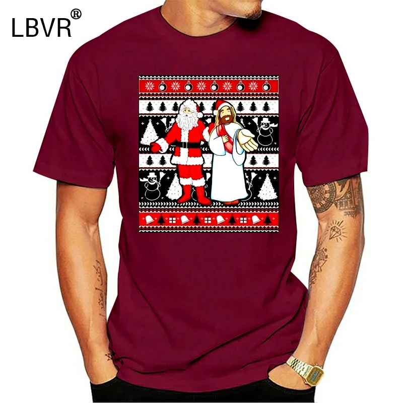Короткий рукав День благодарения на заказ Санта-Клауса и Иисуса уродливые