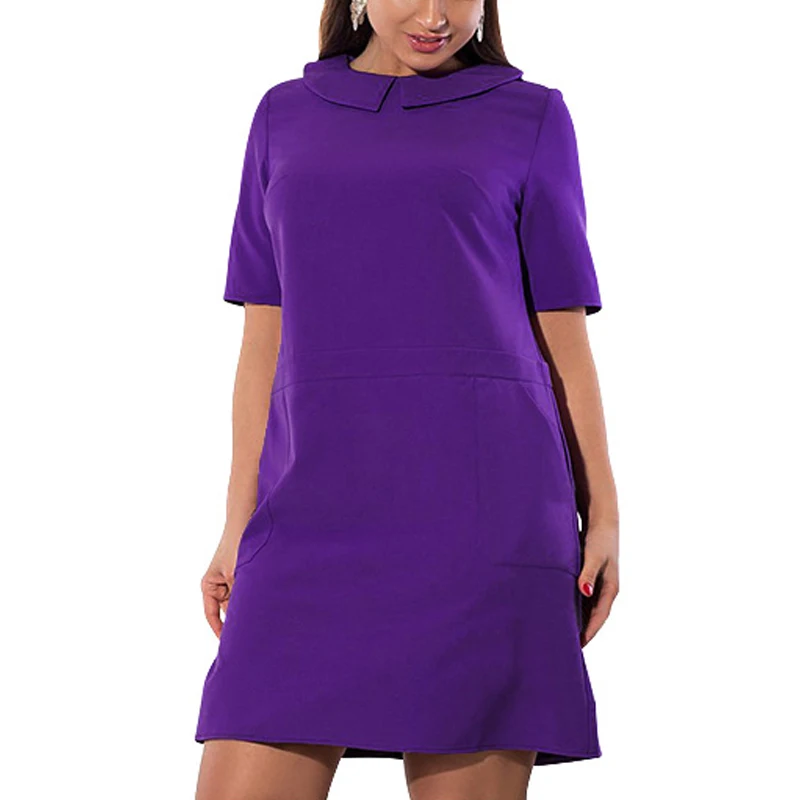 Женские Большие размеры платья летнее однотонное элегантное платье размера плюс