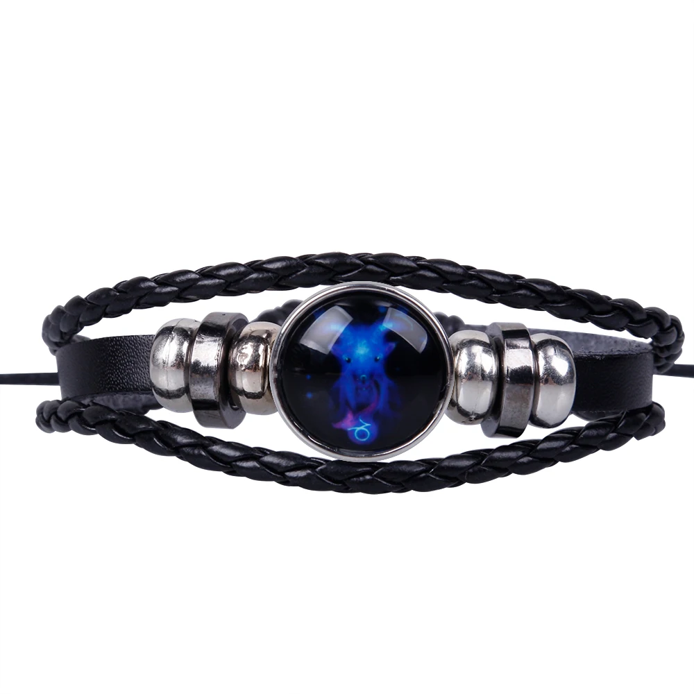 Новые ювелирные изделия панк мужской браслет для женщин с шармом 12 Знак зодиака