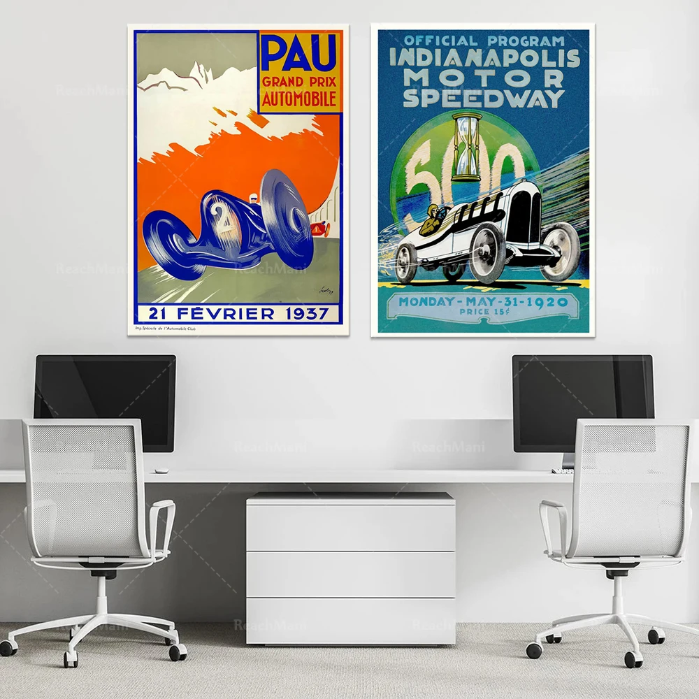 

1937 PAU Grand Prix Automobile Race Poster | Retro Auto Racing | Auto sport print