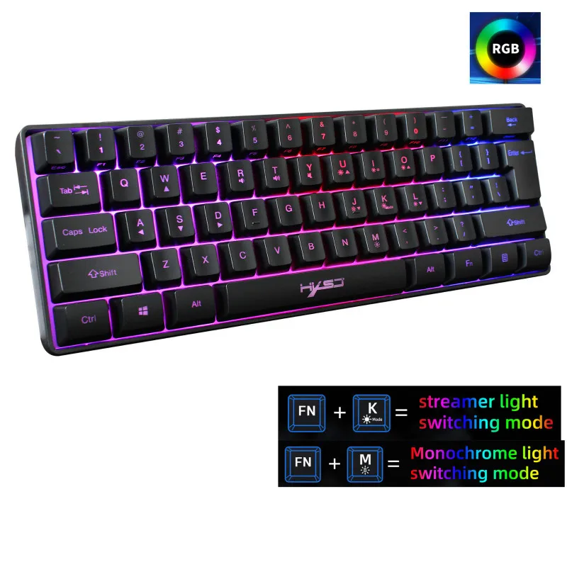 

Новая клавиатура HXSJ 61, игровая лампа RGB, светильник-клавиатуры, несколько комбинаций клавиш быстрого доступа