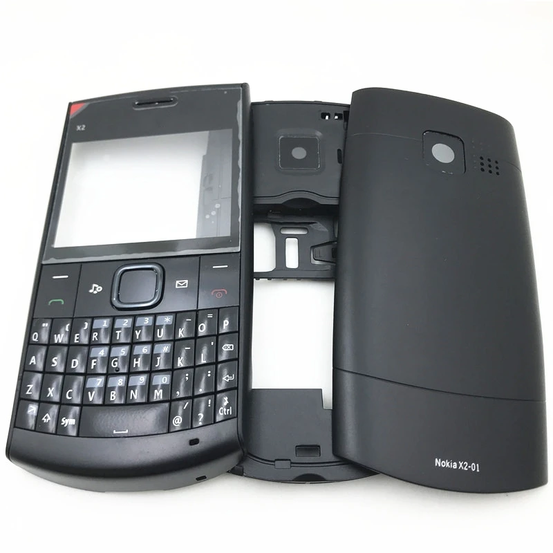 

Корпус мобильный телефон для Nokia X2-01 X201, передняя панель, средняя рамка, Крышка батарейного отсека и английская клавиатура