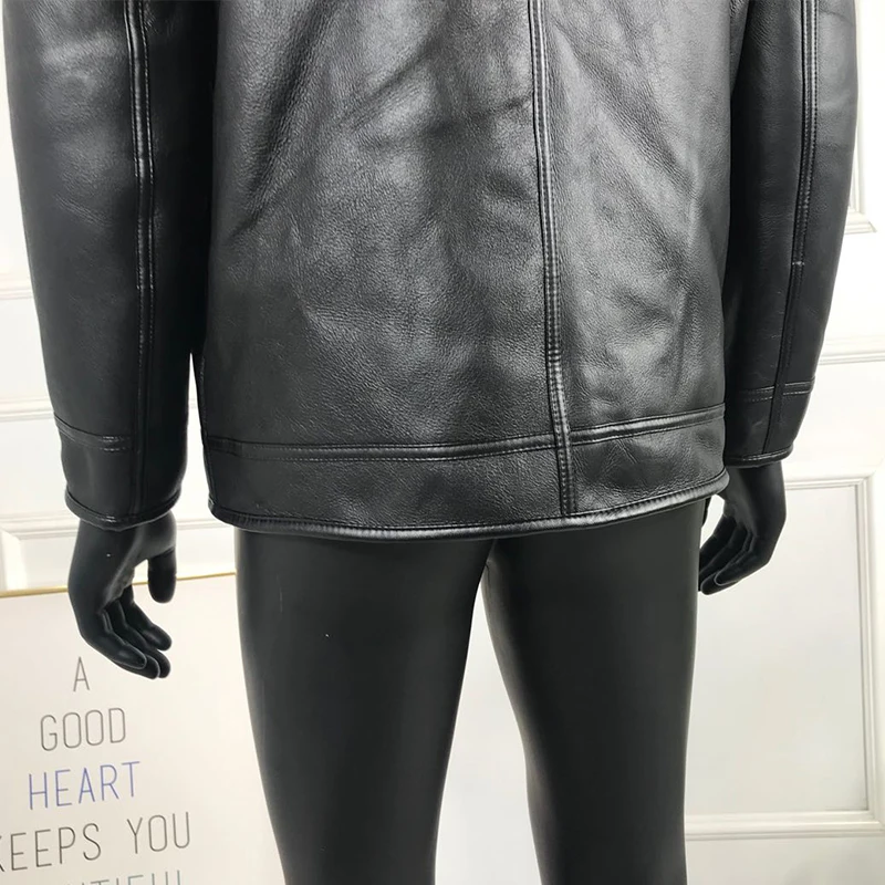 Куртка мужская кожаная ветрозащитная Классическая теплая Модная Повседневная