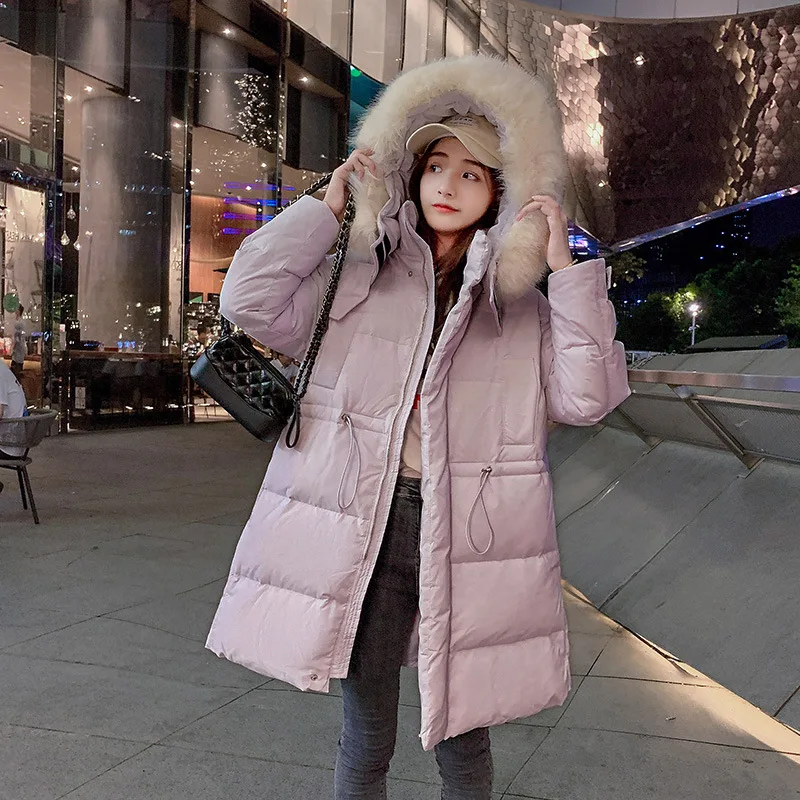 Winter Coat  Clothing for Women The New Female Korean Version Loose Thicken Hooded Draw Back