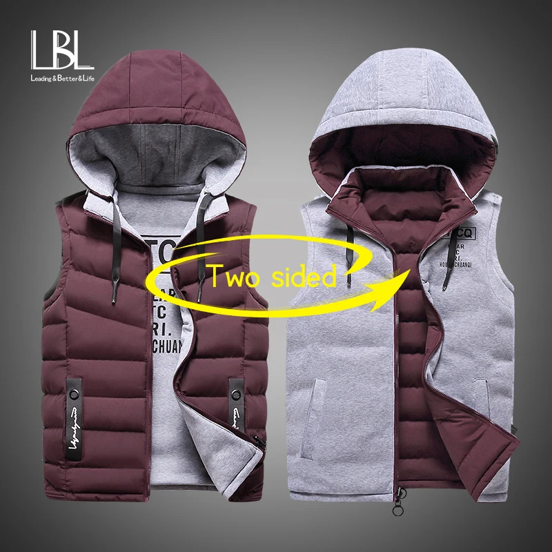Двусторонний Мужской жилет 2019 зимняя Хлопковая мужская куртка без рукавов с