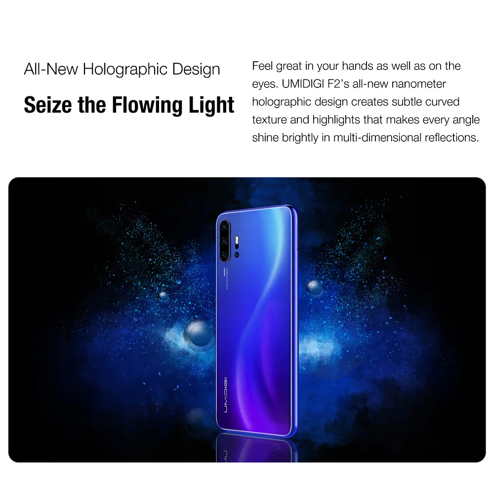 Глобальная версия UMIDIGI F2 Android 10 6,5" FHD+ 6GB128GB 48MP AI Quad camera 32MP Selfie Helio P70 NFC 5150mAh мобильный телефон