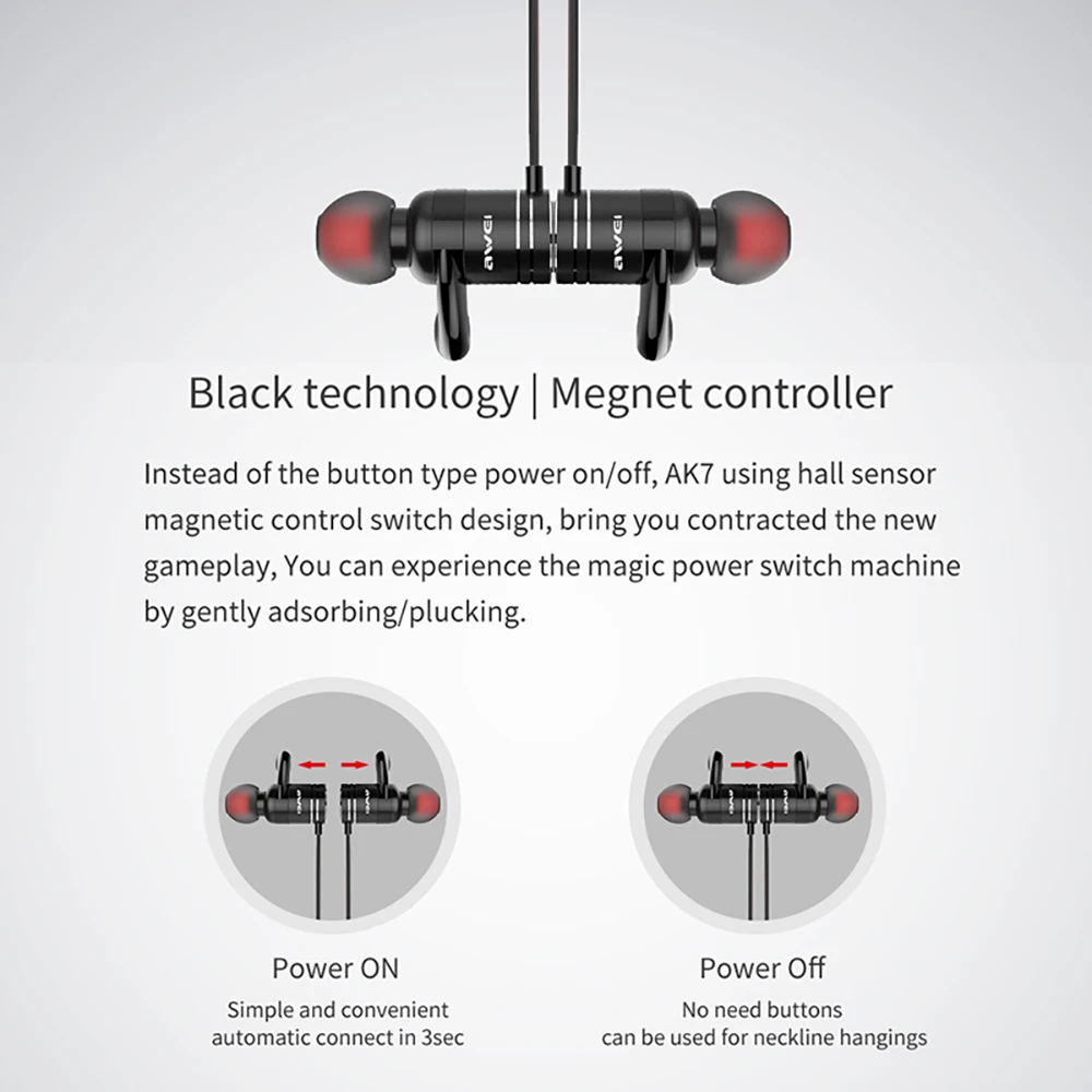 Спортивные Наушники Awei AK7 CVC 6 0 наушники с шейным ободом Bluetooth 4 1 магнитное