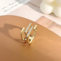 design geometric parallel cross gold color metal rings for womans neo gothic girls fashion accessories wedding unusual jewelry