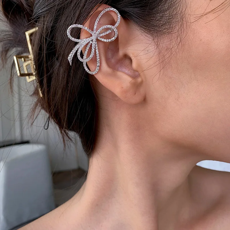 

Earring Korean Earrings Trendy 2021 Super Flashing Diamond Bow Asymmetrical Earrings Summer Women Bowknot Wholesale Gothic