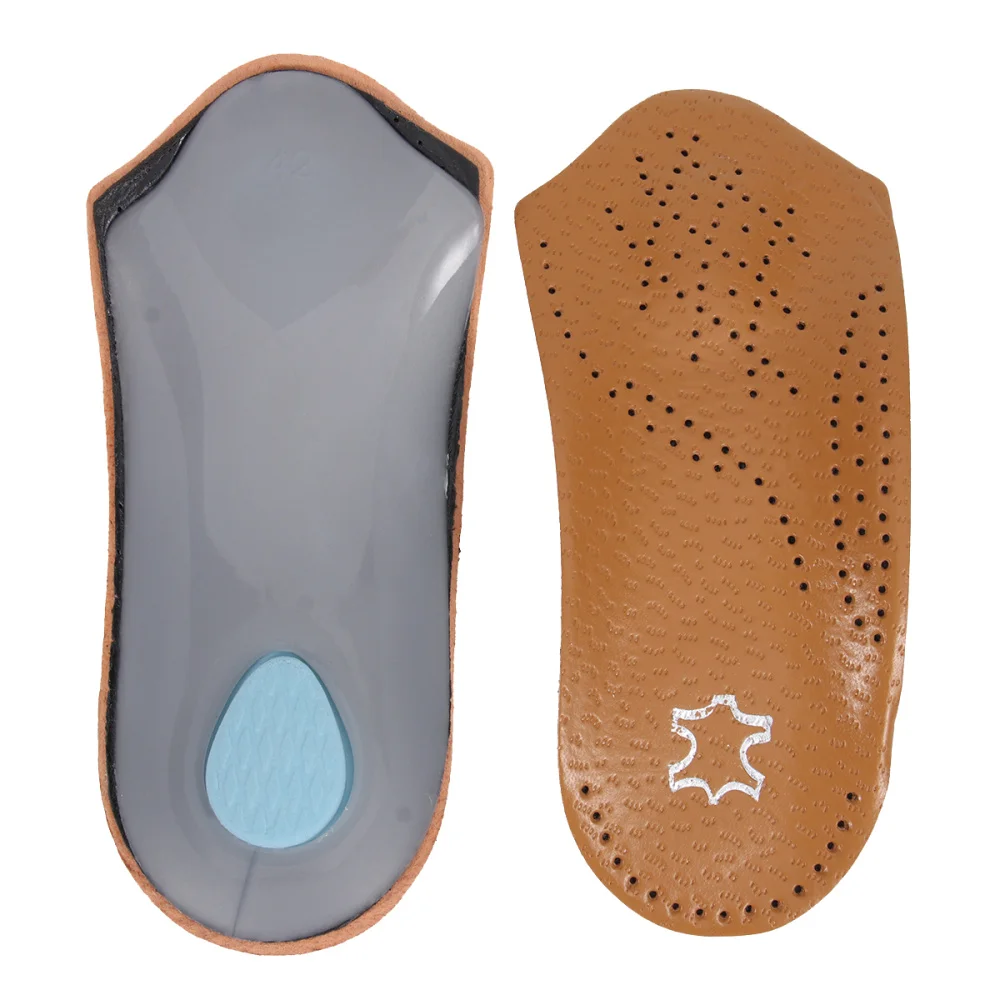 

1 Pair Flat Insoles Arch Half Pad Leather Arch Support Inserts Shoe Pads for Adults Size 41-42 (Brown)