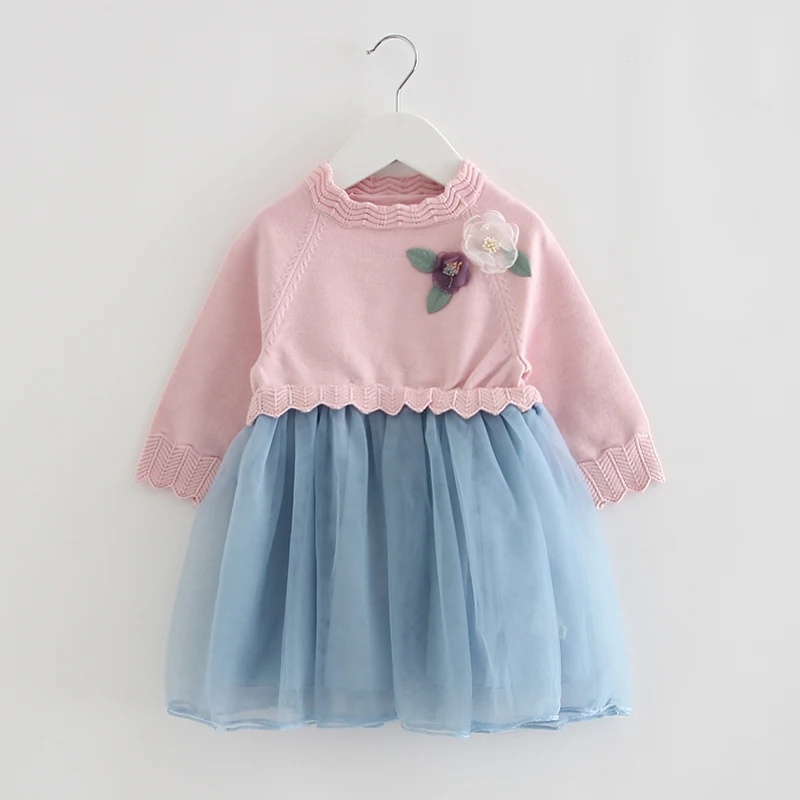Платье с цветочной аппликацией для девочек праздничные платья маленьких на День