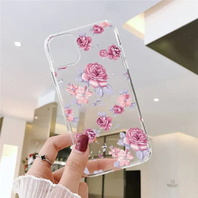 

Flowers Phone Case For iphone 12 11 8 7 6s 6 5 5s 5c se plus mini x xs xr pro max Transparent soft