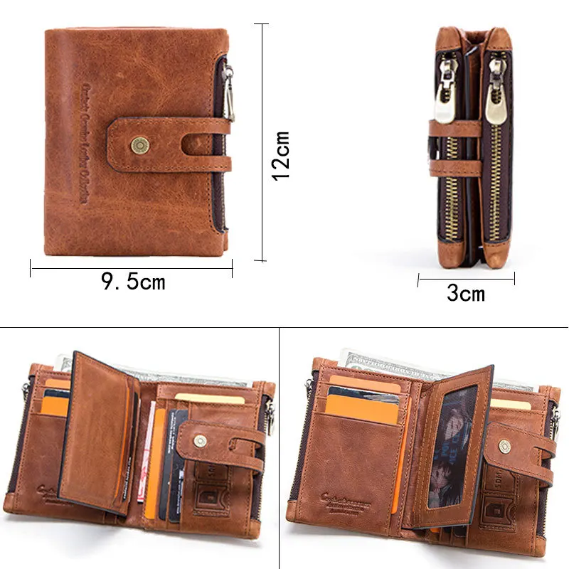 Винтажный Мужской кошелек из натуральной коровьей кожи карман для монет на