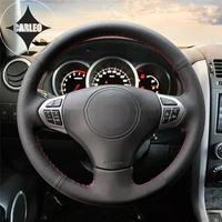 diy car steering wheel cover for suzuki grand vitara 2005 2006 2007 2008 2009 2014 genuine black leather stitching custom holder