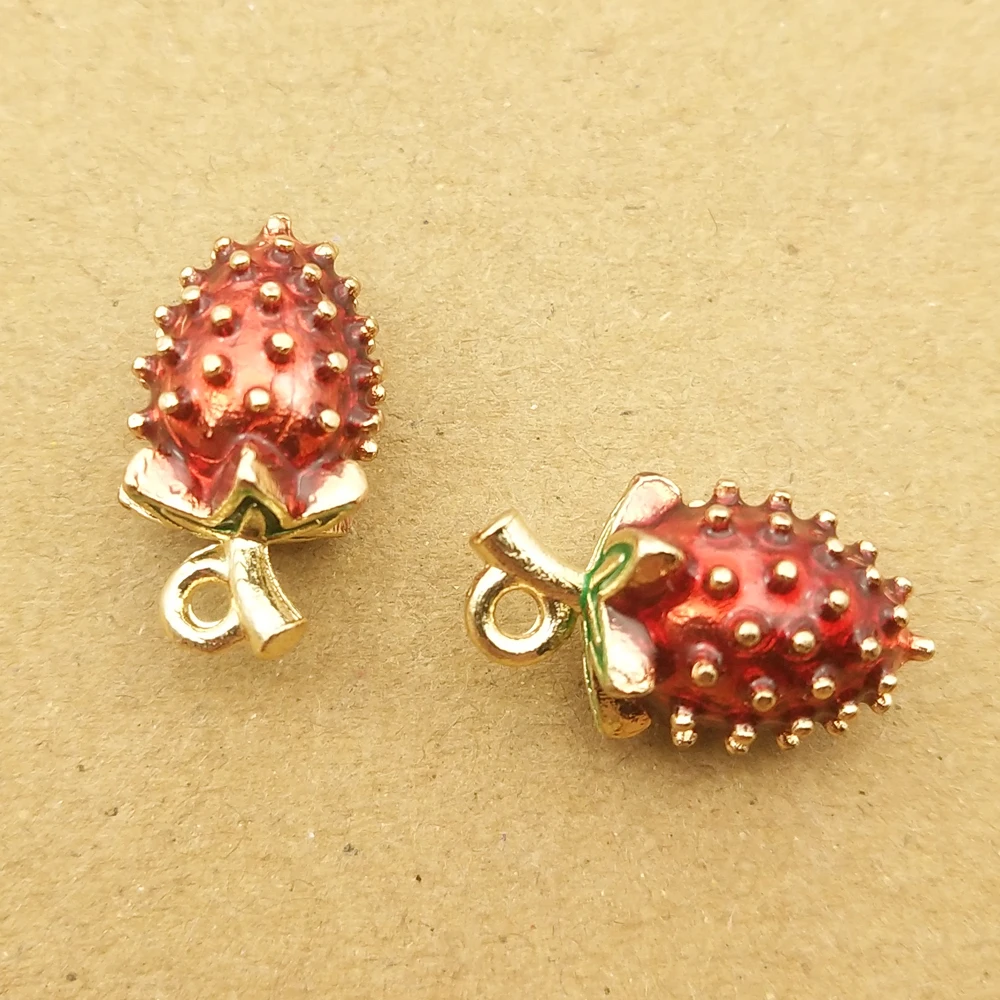 

10pcs 10x18mm enamel strawberry charm for jewelry making and crafting fashion earring pendant necklace bracelet charm