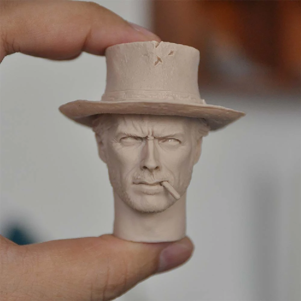 In stock 1/6 scale  cowboy head sculpture model with cigar hat Fit 12
