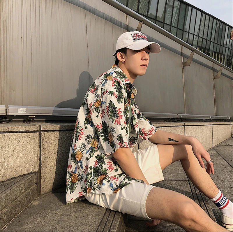 Рубашка в японском Корейском стиле с цветочным принтом летняя мода Asain тонкое