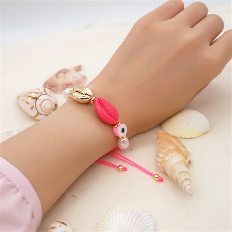 

Simple and Cute Devil's Eye Shell Pendant Bracelet Creative Imitation Pearl Bracelet Women's Girl Jewelry Accessories Best Gift