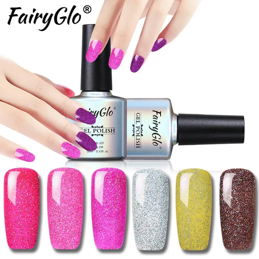 Гель-лак с блестками FairyGlo неоновый для ногтей 10 мл Полупостоянный УФ-гель |