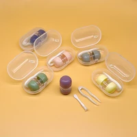 new style transparent tweezers suction stick container set portable contact lens box for women travel contact lenses case
