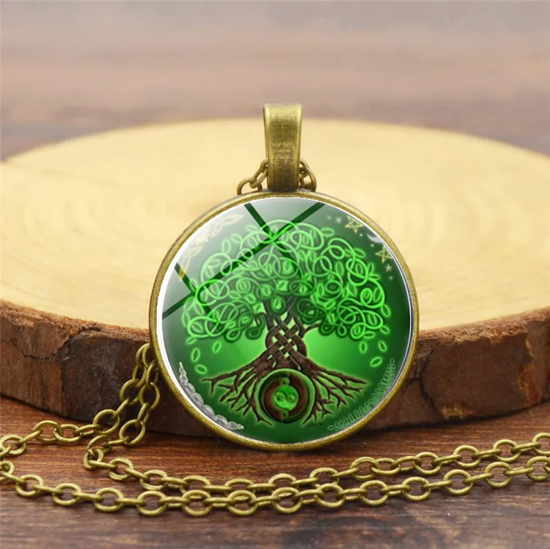 Ожерелье с подвеской Дерево жизни кабошон фото женское модное ювелирное изделие