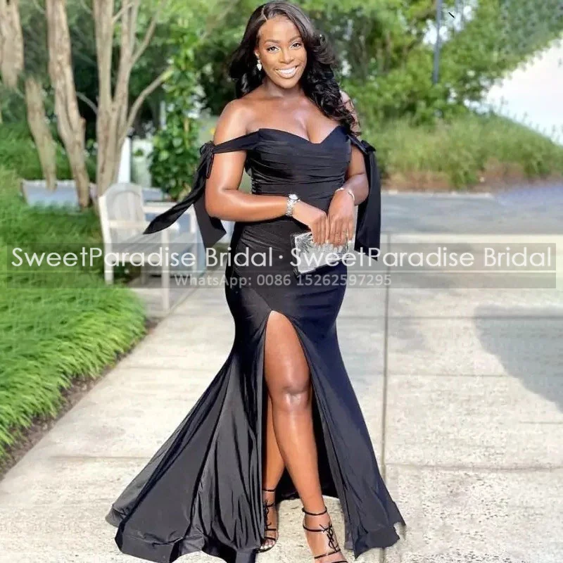 Женское длинное платье подружки невесты оранжевое с бантом открытыми плечами