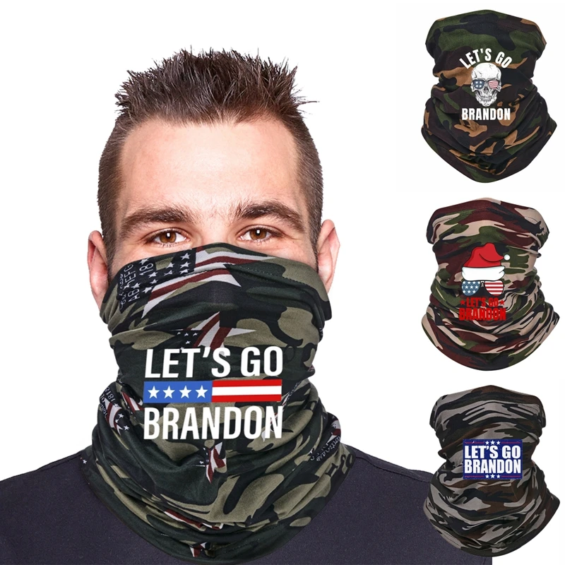 

Winter Let's Go Brandon Bandana Mask Neck Gaiter Scarf Windproof Christmas Half Face Cover Camouflage Scarves Hood Women Men