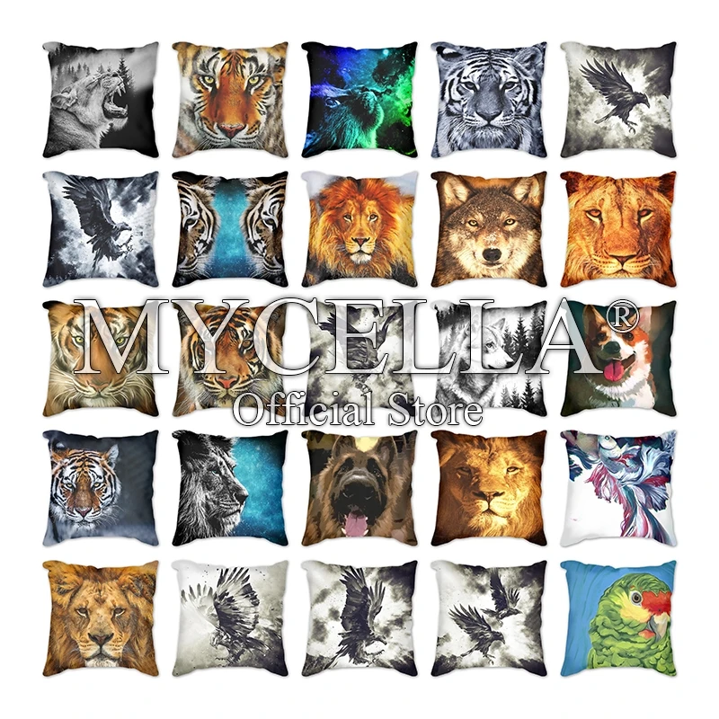 

45*45cm Animals Cushion Cover Polyester wolf eagle cat lion tiger Pillow Case Decorative Pillows Living Rome Throw Pillowcase