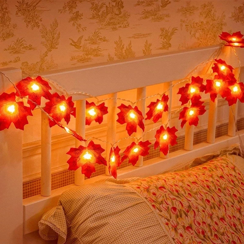 

3M 20LEDs Maple Leaves Fairy Light LED String Lights Battery Operated Thanksgiving Garden Xmas Party Stair Railing Room Decor