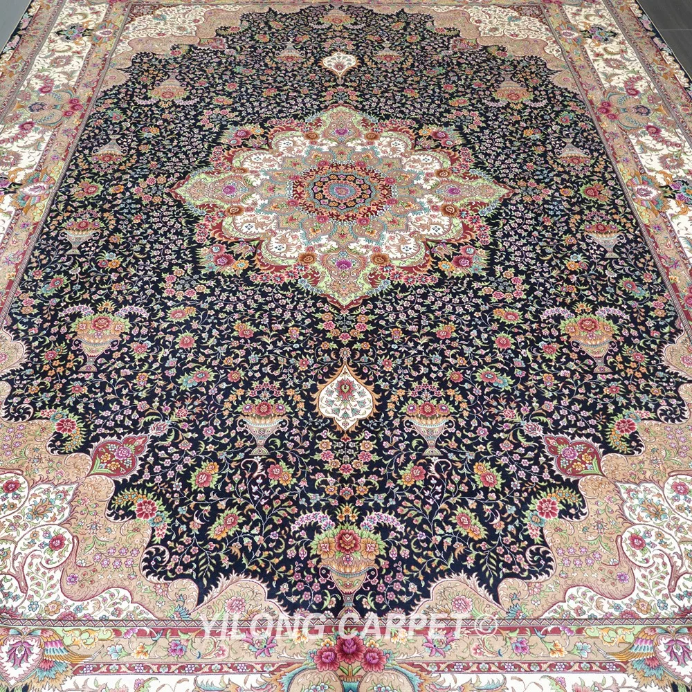 Yilong 10 &quotx 14&quot с классными клепками в виде Тебризский шелковый ковер Большой