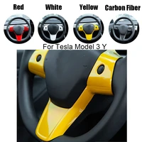 for tesla model 3 model y 17 22 carbon fiber abs steering wheel sticker protection patch cover