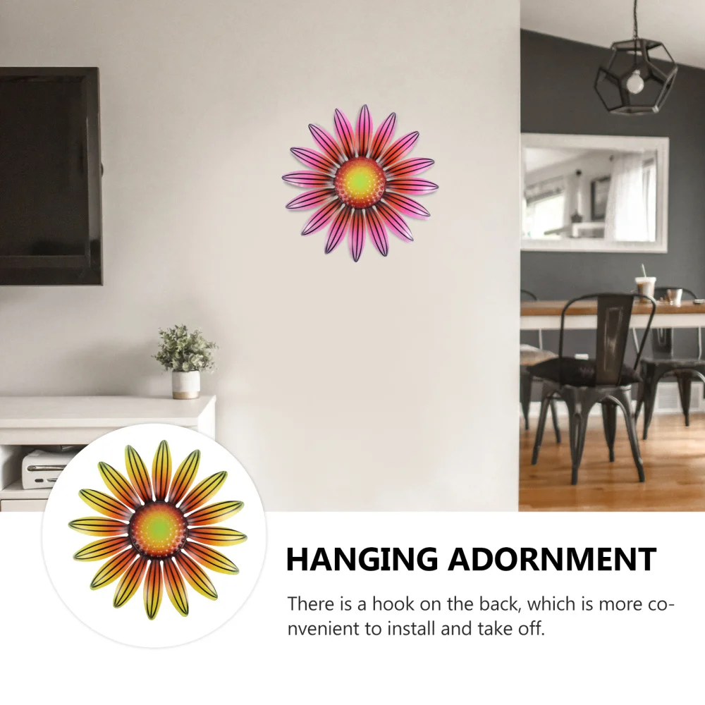 

4pcs Iron Simulation Sunflower Adornments Hanging Ornament Wall Art Decor