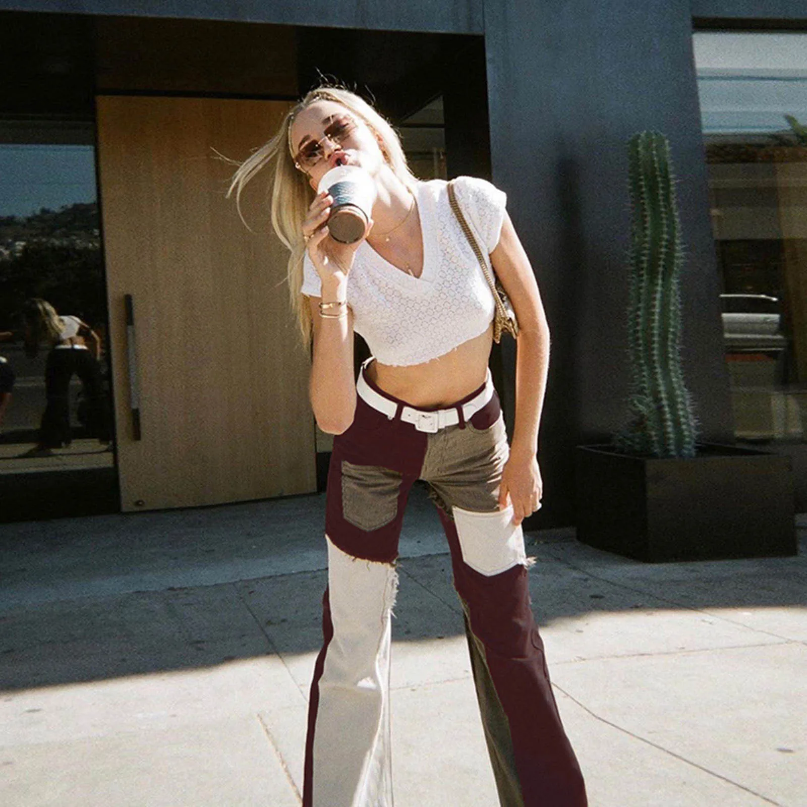 Женские брюки SAGACE новинка 2021 повседневные женские джинсы с прострочкой