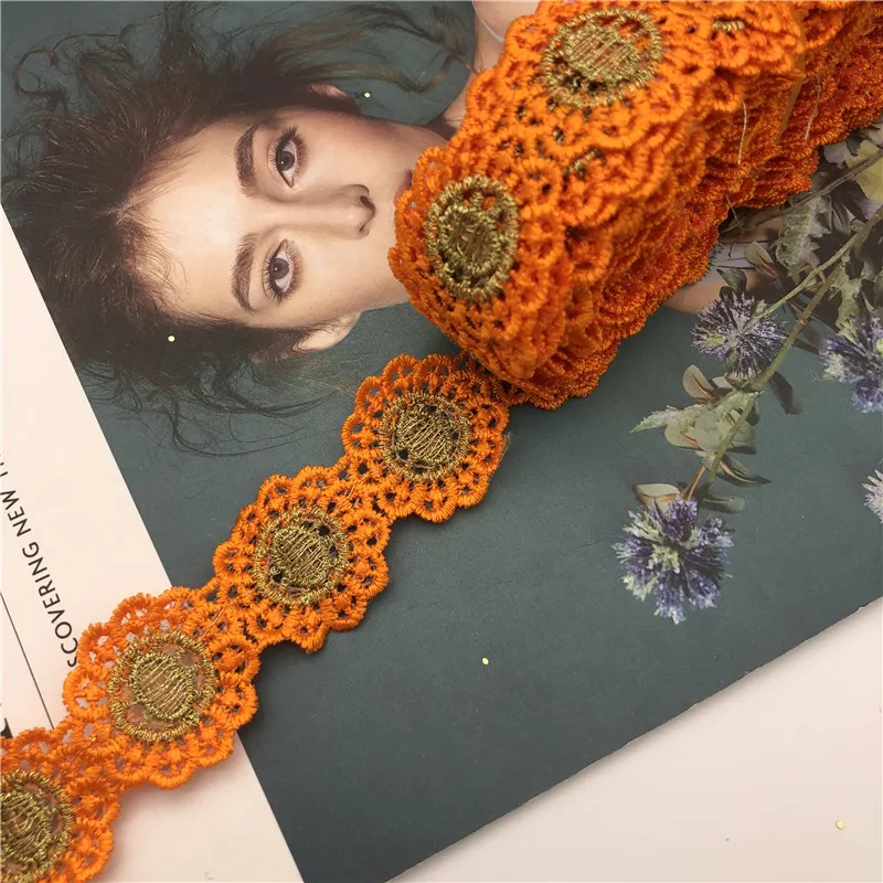 10 ярдов 15 цветов красочная африканская золотая вышитая тесьма кружевная лента