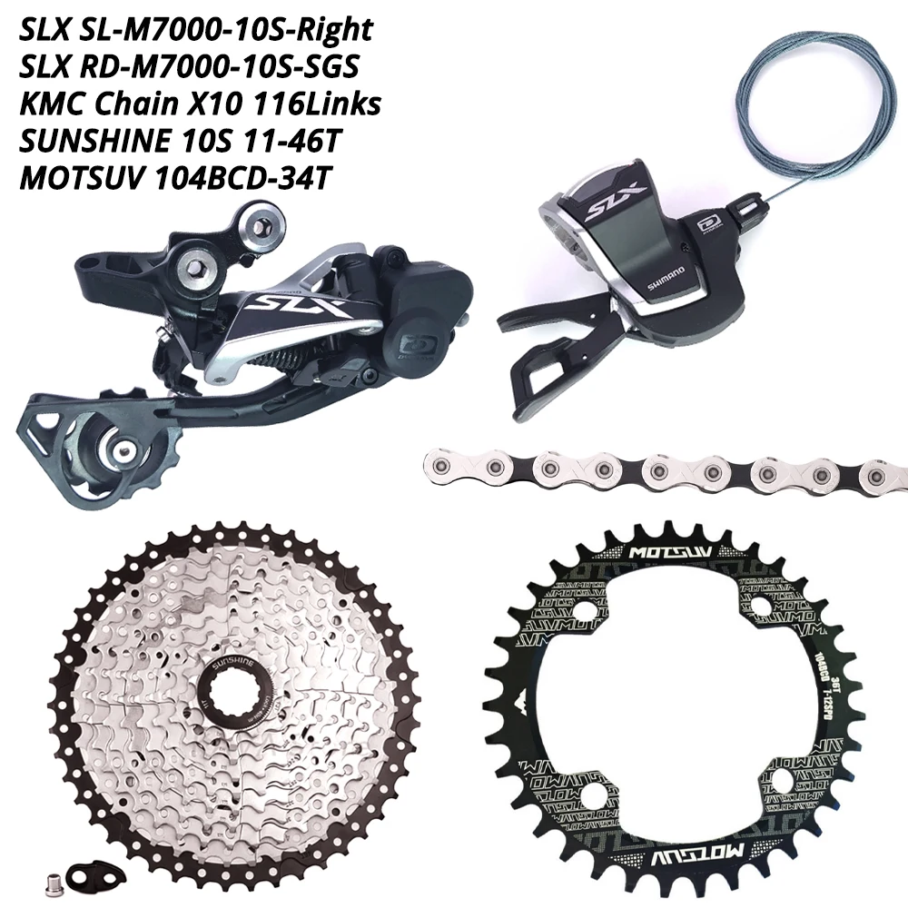 104BCD-34T 10s 46T SLX 1X10S 10 S 10 скоростной комплект rd-m7000 sl m7000 HG81-10 11-36T CN-HG95 KMC X10 SUNSHINE 11-42T 46T 50T MOTSUV 104BCD Chainring - Цвет: 104BCD-34T 10s 46T