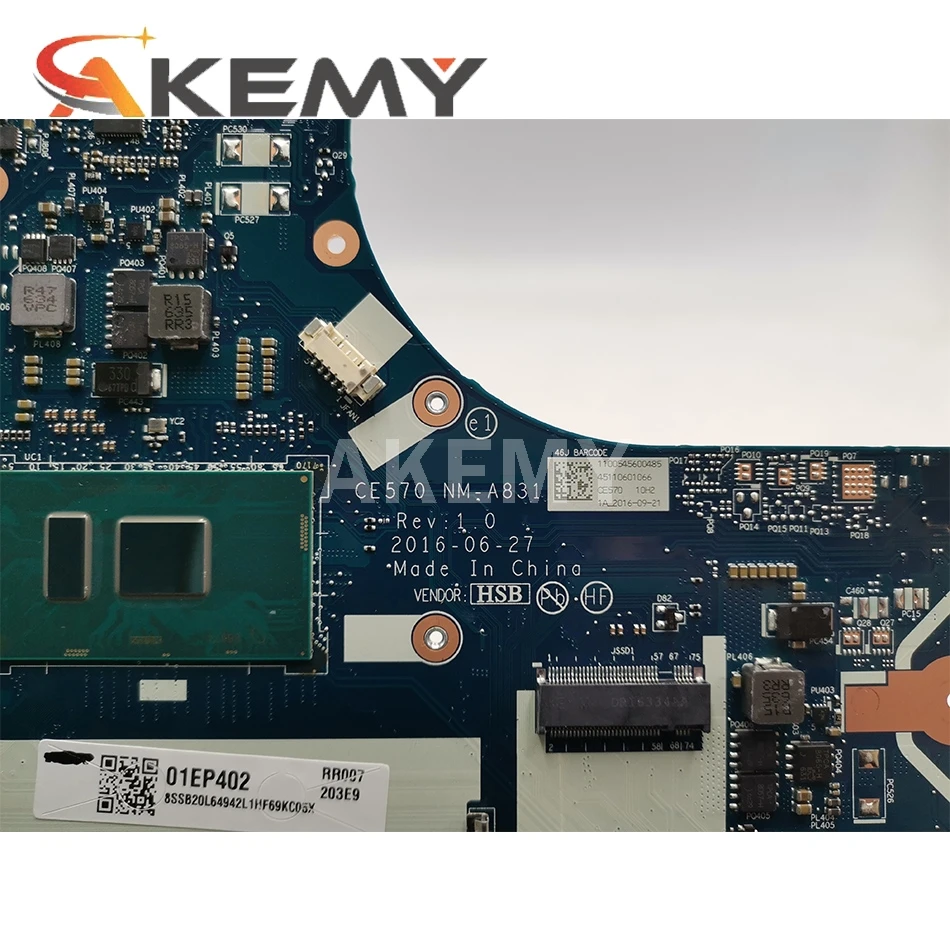 Online Für Lenovo ThinkPad E570 Laptop Motherboard Mit SR2ZV I7-7500U CPU FRU 01EP403 CE570 NM-A831