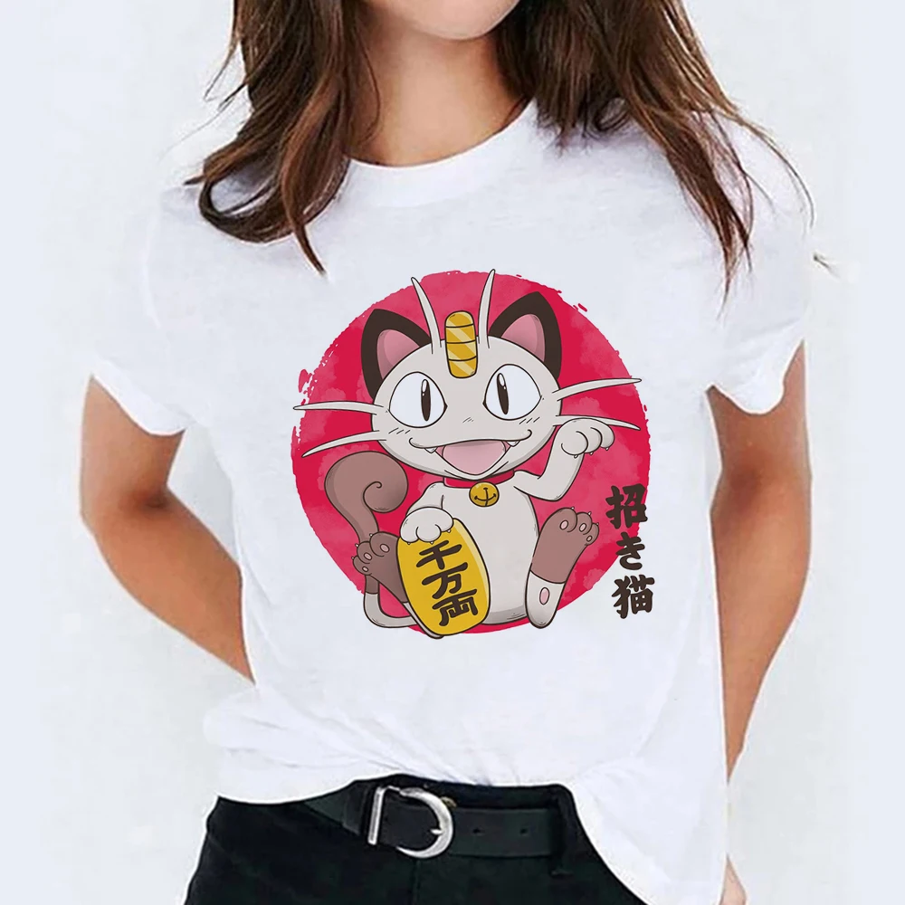 New T Shirt Women Meowth Pocket Monster Top Tee Hipster Cheap Pretty Fashion Casual T-shirts Graphic Trendy Tshirt Beautiful