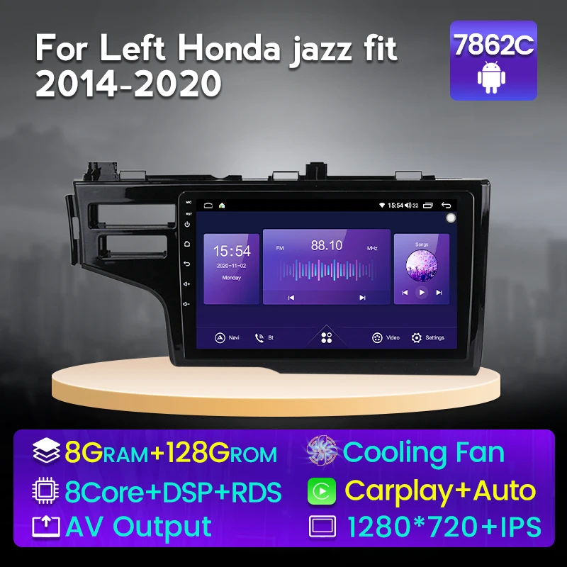 

MEKEDE 9 ''8 + 128G HD1280 * 720 Android 11 автомобильный видеоплеер для Honda jazz fit 2014-2020 LHD Carplay Auto 4G LTE DSP GPS IPS экран