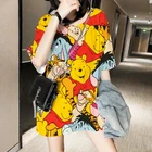 Женские футболки с 3d-изображением героев Диснея, модные Винни оверсайз с изображением пуха, медведя ольччан, милые белые топы с изображением героев мультфильмов, укороченные подростковые футболки для девочек, семейный образ