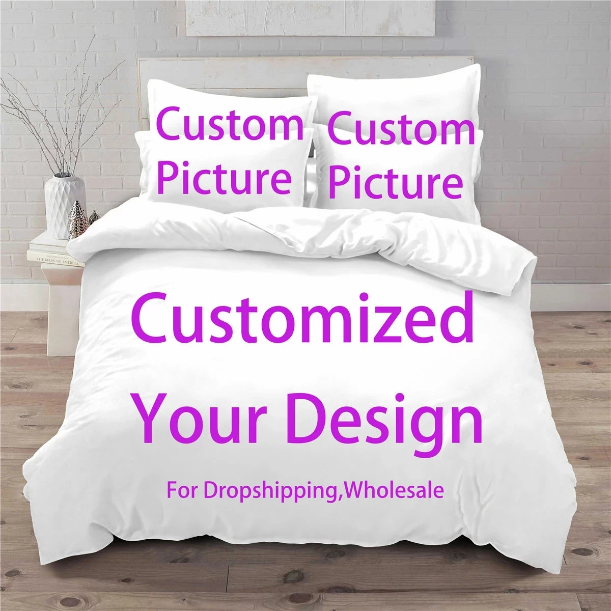 

3d Custom Image Bedding Set Customized 2/3pc Printed Duvet Cover Sets with Pillowcase Twin Full Queen King Size Home Textiles