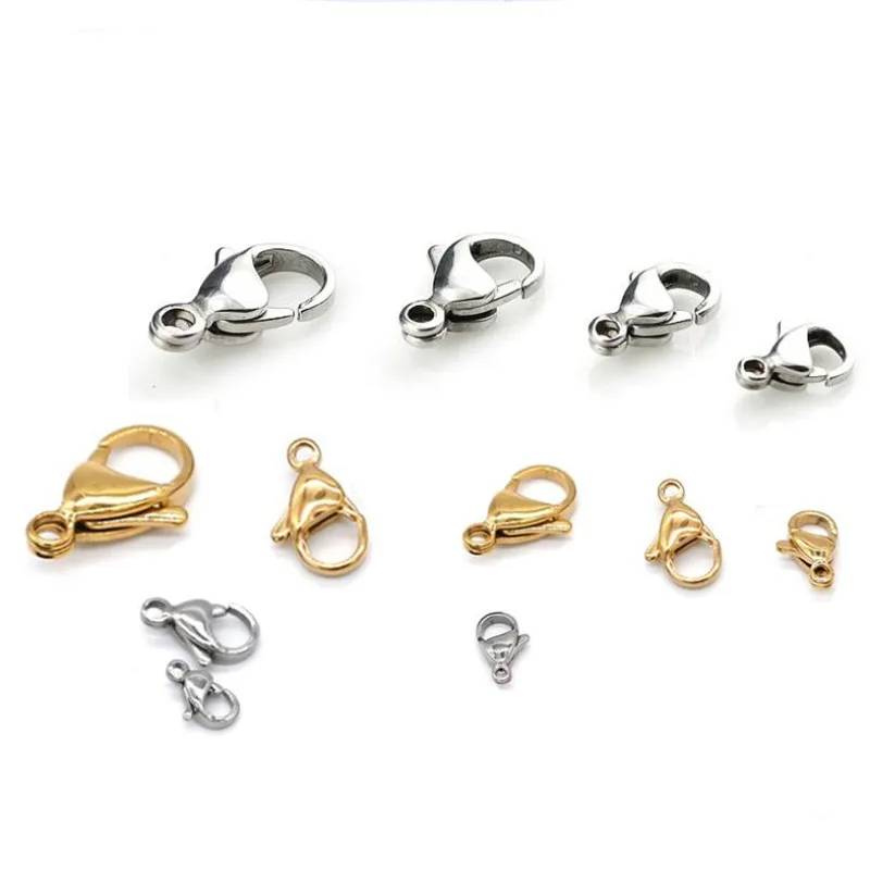 

20pcs 9 10 11 12 13mm Stainless Steel Gold Plated Lobster Clasp Hooks for Necklace&Bracelet Chain DIY Fashion Jewelry Findings
