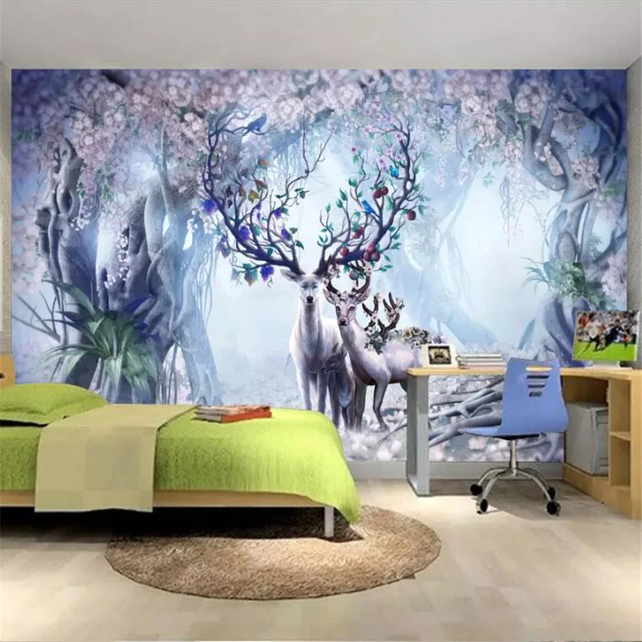 

papel de pared Custom Photo Wallpaper 3d Mural Nordic Nostalgic Elk TV Living Room restaurant Background wallpaper for walls 3 d