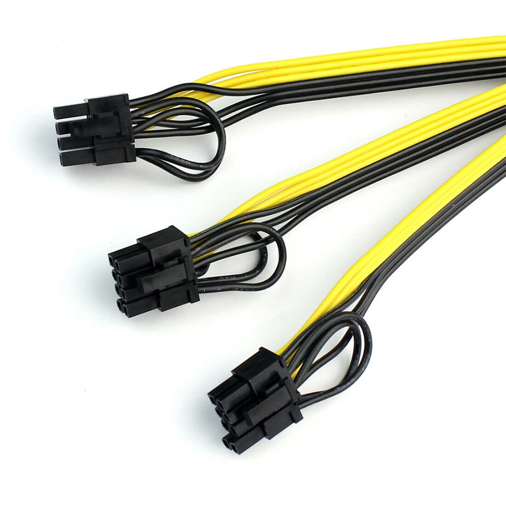 

5Pcs Power Supply Cable 1 to 3 6p+2p Miner Adapter Cable 12AWG+18AWG 8pin GPU Graphics Card Power Cord for BTC Mining