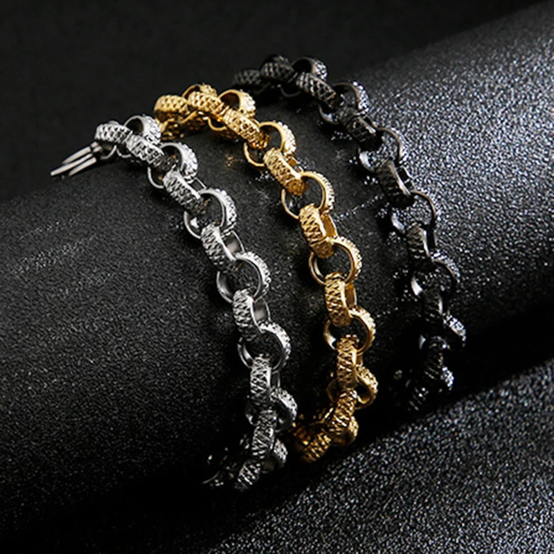 

Men Vintage Stainless Steel Cross O Chain Bracelets Punk Rock Hiphop Male Biker Bangle Wristband Jewelry