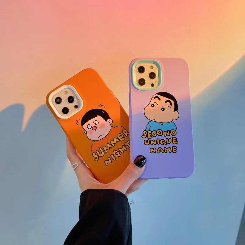 

BANDAI Аниме Crayon Shin-chan Nobita чехол для iPhone 11 12 13 Pro Max X XR Xs Max цветной контрастный чехол для телефона оптом
